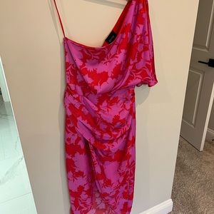 DO + BE one shoulder ruched midi